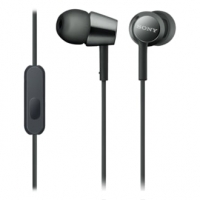 Наушники-вкладыши гарнитура закрытого типа Sony MDR-EX155AP черный цвет